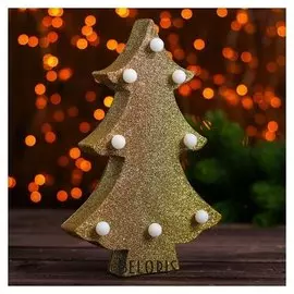Новогодний декор с подсветкой "Ёлка" золото 4×14×21 см