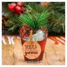 Новогодний декор с пожеланием «Тепла и уюта!», 11 х 5 см