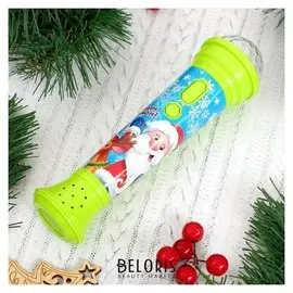 Новогодний микрофон «С новым годом» световые и звуковые эффекты, зелёный, в пакете