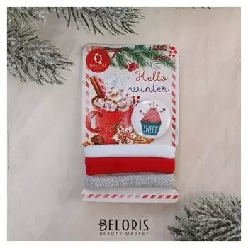 Новогодний набор резинки и значок Hello, Winter, 9 х 6 см