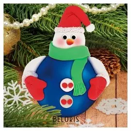 Новогодний ёлочный шар с массой для лепки "Снеговик"