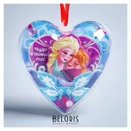 Новогодний ёлочный шар "Волшебства!" холодное сердце с 3D аппликацией