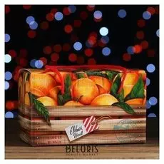 Новогодний подарок "Посылка, мандарин веревочные ручки" картонная упаковка, 1000 г