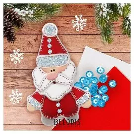 Новогодняя ёлочная игрушка из фетра "Дед мороз"