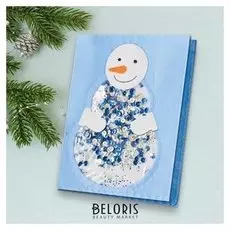 Новогодняя открытка, шейкер "Веселый снеговик"