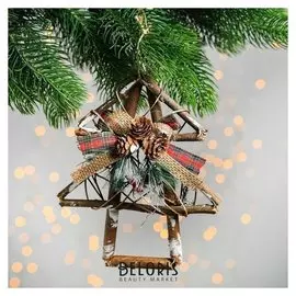 Новогодняя подвеска из природных материалов "Ёлка" 4×15×20 см