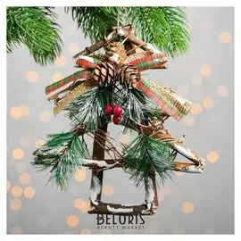 Новогодняя подвеска из природных материалов "Ёлка" 4×18×25,5 см