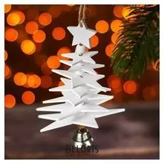 Новогодняя подвеска «Ёлка с колокольчиком. звёзды» 10×10×4 см