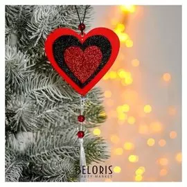 Новогодняя подвеска на ёлку «Сердечко» с хвостиком 10х9,5х0,4 см