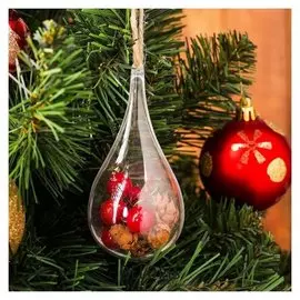 Новогодняя подвеска с природным декором «Капля с шишками»