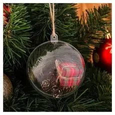 Новогодняя подвеска с природным декором «Снежный шар»