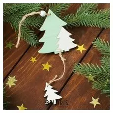 Новогодняя подвеска «Волшебный лес», цвет зелёный, с подвесом ёлочкой