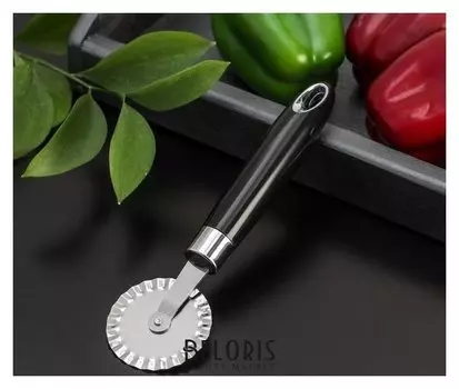 Нож для пиццы и теста «Скина», 20×5,5×2,5 см, ребристый, цвет чёрный