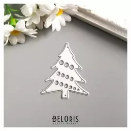 Нож для вырубки сталь "Ёлочка с гирляндой" 5х4,25 см