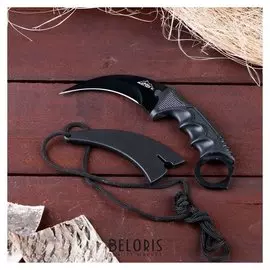 Нож-керамбит мастер К лезвие 6см, рукоять с кольцом,15,5см черный