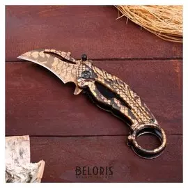 Нож-керамбит "Ящерицы", лезвие 6 см, с фиксатором