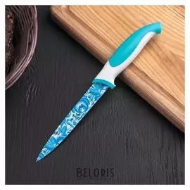 Нож кухонный с антиналипающим покрытием "Русский узор", лезвие 12 см