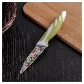 Нож с антиналипающим покрытием "Тропики", лезвие 9 см, цвет зелёный