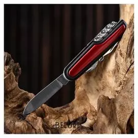 Нож швейцарский 11в1 рукоять красная с черным кантом