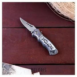 Нож складной автоматический, рукоять с рисунком