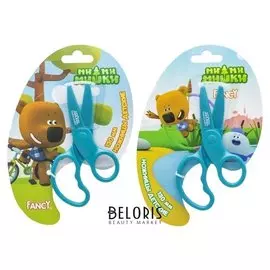 Ножницы детские 13 см, «Мимимишки», безопасные, пластиковые лезвия, картонная упаковка с европодвесом