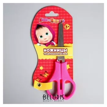 Ножницы детские безопасные пластиковые ручки Маша и Медведь