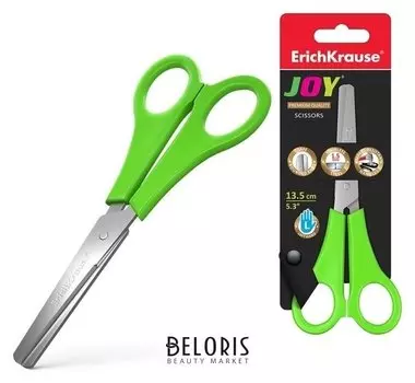 Ножницы детские с закруглёнными концами лезвий и линейкой Joy Left Hand