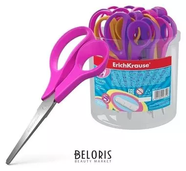 Ножницы детские в стакане с закруглёнными концами лезвий и линейкой Joy Ergo