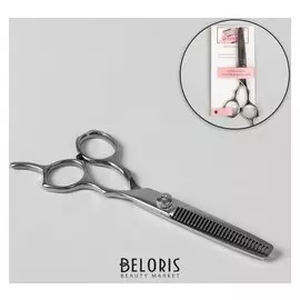 Ножницы филировочные с упором, двусторонние, лезвие 6,5 см, цвет серебряный