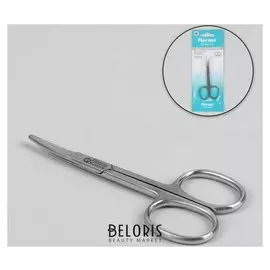 Ножницы маникюрные, безопасные, загнутые, 9 см, цвет матовый серебристый