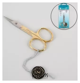 Ножницы маникюрные, для кутикулы, прямые, узкие, 9,5 см, цвет золотистый/серебристый, B-117-hg-sh