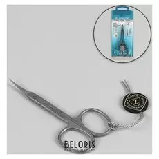 Ножницы маникюрные, загнутые, узкие, 9,5 см, цвет матовый серебристый, в-128-d-sh