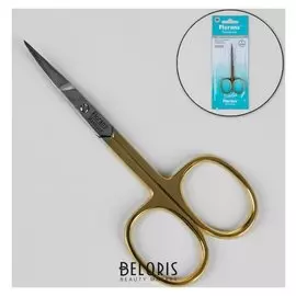 Ножницы маникюрные, загнутые, узкие, 9,5 см, цвет серебристый/золотистый