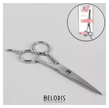 Ножницы парикмахерские с упором, лезвие — 6,5 см, цвет серебряный
