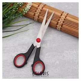 Ножницы универсальные, 15 см, цвет чёрный/красный