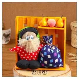 Оберег - домовой "Домовой с мешком и фруктами", H = 20 см