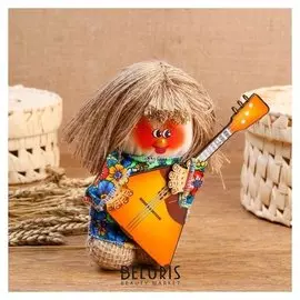 Оберег «Домовой кузьма», с балалайкой, 16 см