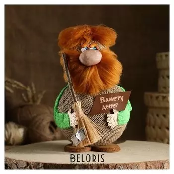 Оберег «Домовой николаша», с метлой, намету денег, 21 см