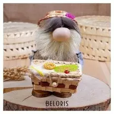 Оберег «Домовой толстяк», с сундуком, 21 см