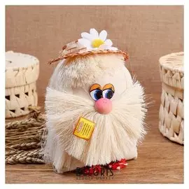 Оберег «Домовой», в соломенной шляпке, 20 см