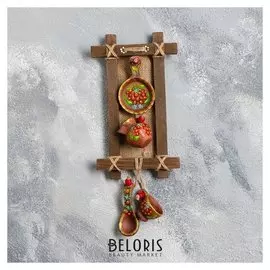 Оберег "Рамка" вертикальная, калина, мешковина, 28 см