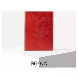 Обложка для автодокументов, 9,5*0,3*13,5, нат.мебельная, "Герб 3d", красный