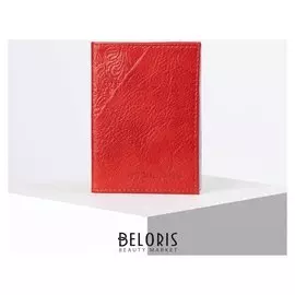 Обложка для автодокументов, 9,5*0,3*13,5, нат.мебельная, "Угол цветы", красный