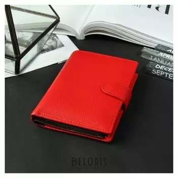 Обложка для автодокументов и паспорта, отдел для купюр, карманы для карт, отдел для монет, цвет красный