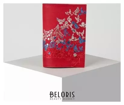 Обложка для паспорта 9,5*0,3*13,5, "Летящий флаг", красный