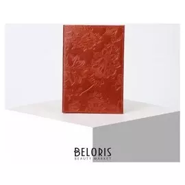 Обложка для паспорта, 9,5*0,3*13,5, нат.мебельная, "Цветы", охра