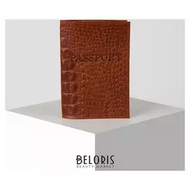 Обложка для паспорта 9,5*0,3*13,5, тисн.конгрев, "Passport", коричневый