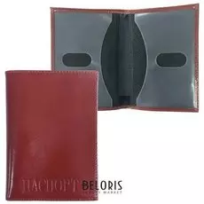 Обложка для паспорта Befler "Classic", натуральная кожа, тиснение"Passport", коньяк