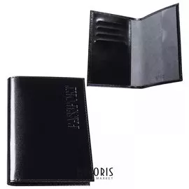 Обложка для паспорта Befler "Classic", натуральная кожа, тиснение"Passport", черная