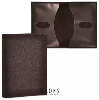 Обложка для паспорта Befler "Грейд", натуральная кожа, тиснение"passport", коричневая, O.1.-9